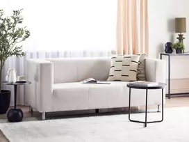 Beliani Trivietė sofa FLORO, šenilas, balta