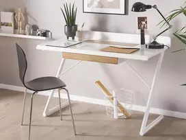 Beliani Rašomasis stalas FOCUS baltas 120 cm 60 cm su stalčiais