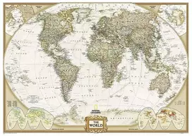 National Geographic antikinis pasaulio sieninis žemėlapis 193x295 cm 1:11,7 mln.