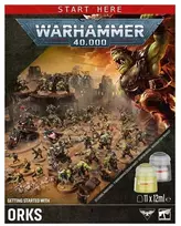 Games Workshop Warhammer 40,000 Orkų startinis rinkinys – miniatiūros, dažai, teptukas