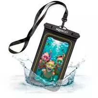 Springos Plūduriuojantis vandeniui atsparus telefono dėklas IPX8, skaidrus ir juodas, 22,5 cm