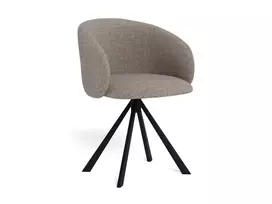Eleanor dining chair with armrest, Seat grey-brown Basel 34, Base steel matt black, 2-Pack