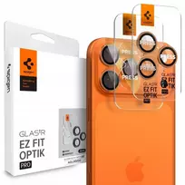 „Spigen Spigen Glass tR EZ Fit Optik Pro“ 2 vnt. rinkinys, oranžinis – „iPhone 17/16/15/14 Pro“ / „17/16/15/14 Pro Max“