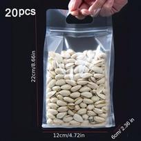 10/20pcs/Set Clear Plastic Zip Lock Handle Bag Food Nuts Candy Snack Packaging Pouches Resealable Household Sealed Bags gray