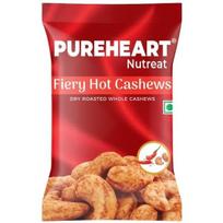 Pureheart Nutreat Fiery Hot Cashews (15 gm), Premium Spicy Roasted Masala Cashew Nuts/Kaju Dry Fruit | Protein | No Artificial Colors 50GM red