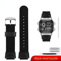 Nylon strap 18mm For Casio A1200 AE1300 A158 A159 F91W/F84/W735 AQ-S800 AEQ-110 W-218H watchband Men Sport Wrist band Bracelet 18mm black