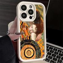 Phone Case for iPhone 17 Air 16E 15 16 Pro Max Kiss By Gustav Klimt Art Cover 14 Plus 13 12 Mini Soft Shell Silicone Fundas iPhone 13 Pro Max brown