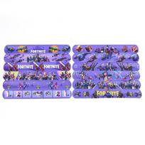 12pcs Activity Fortnite Wrist Strap Children Clap Ring Slap Bracelets Wrist Strap Birth Date Celebration Supplies Snapping Rings Toy Present