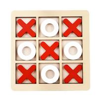 Solid Wooden Tic Tac Toe Board Game Montessori Toys - Perfect for Family Fun and Backyard Entertainment! raudona