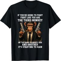 Fight Like The Third Monkey Noah Ark Rain Funny T-Shirt unisex T-Shirt L black