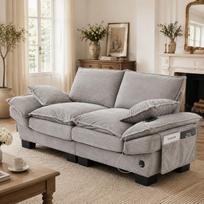 Modulinė veliūrinė dvivietė sofa su plačia sėdimąja dalimi, USB-C prievadu ir šoninėmis kišenėmis. Idealiai tinka svetainei, biurui ar poilsio zonai. Šviesiai pilkas, 190 x 73 x 84 cm šviesiai pilka spalva