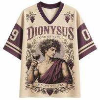 Dionisas, vyno dievas, futbolo marškinėliai, Graikų mitologijos grafinis sportinis marškinėlis XS beige