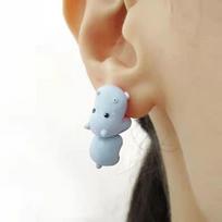 Small Animals Bite Their Ears, Dinosaur Studs, Corgi, Shark Earrings, Ear Accessories. brown