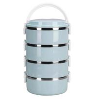Portable 304 Stainless Steel Bento Lunch Box Thermal Cylinder Lunch Container Food Storage Containers for School Office L white