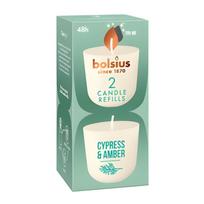 Žvakė, aromatinė Bolsius Clean Light Refill Cypress & Amber, 24 h, 2 vnt., balta sp.