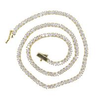 European-American Fashion Hip Hop 3mm Zircon Tennis Chain Necklace white