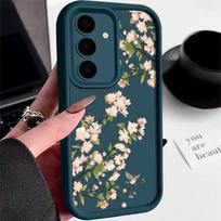 Case For Samsung Galaxy A56 A17 A26  A55 A16 A54 A35 A15 5G S25 Edge S24 S23 S22 Ultra S24 S25 FE Pink Flowers Soft Phone Cover Samsung Galaxy S22 mėlyna