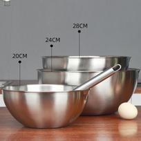 Maišymo dubuo Nerūdijančio plieno plakimo dubuo tešlos minkymui, salotoms, maisto gaminimui, kepimui 20cm gray