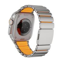 Titanium+Silicone Strap for Apple Watch Ultra 3/2 49mm Series 11 10 46mm Magnetic Band for Iwatch 9 8 7 45mm 6 SE 44mm Bracelet Titanium Material&For Ultra 3 2 1 49mm