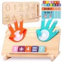Montessori mokomieji žaislai mažiems vaikams Dvipusė pirštų skaičiavimo skaičių rašymo lenta Vaikams Solidūs kaladėlės Matematinis žaislas Mokymo priemonės white