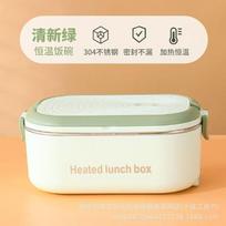 220V 110V elektrinė pietų dėžutė nerūdijančio plieno maisto šildytuvas šildymas Bento Box 1L EU US Plug School Office termostatinis šildytuvas 18W with box žalia