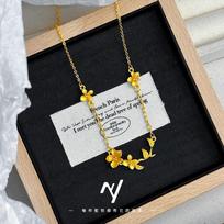 Luxury 24K 9999 Pure Gold Real Gold Niche Design Sense Flower Collarbone Necklace Exquisite Women's Necklace auksas