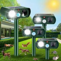 4 Pack Solar Ultrasonic Animal Repeller 2025 Outdoor Motion Sensor Cat Dog Deer Deterrent Light for Yard