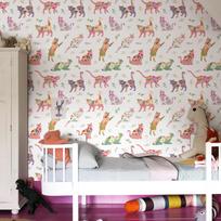 Yellow Cute Cats Peel And Stick Wallpaper Morden Waterproof Animals Vinyl Wall Stickers Chic Cute Living Room Wall Decoration (pink,44x150CM) rožinė