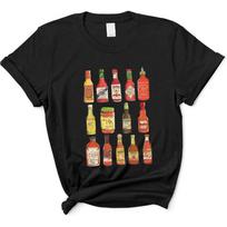 Vintage Hot Sauce Shirt - Retro Foodie T-Shirt, Spicy Hot Lovers Tshirts S juoda