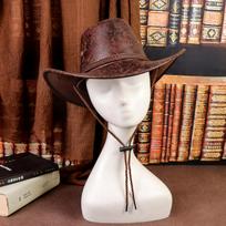 Rustic Cowboy Hat for Men & Women - Retro Western Style PU Leather Hat, Lightweight Durable, Unisex Outdoor & Casual Wear brown