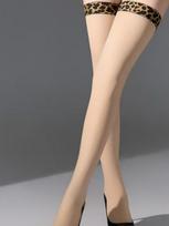 1 Pair Women'S Black Sexy Ultra-Thin Leopard Print Thigh High Socks, Party Exclusive, Wild Leopard Eye-Catching One Size beige