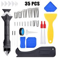 35-Piece Silicone Caulking Tool Set: Trowel, Scraper, Remover for Home Use yellow