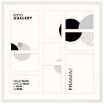 Balta nuotraukų galerija, Framai, 50x50 cm, 9 nuotraukoms, kurių matmenys 10x10 cm, 15x21 cm arba 10x15 cm