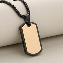 Personalized Military Dog Tag Necklace for Men, Stainless Steel Waterproof Hip Hop Pendant Box Chain gray