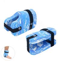 1Pair EVA Foam Leg Float Bands Lightweight Swimming  Ankle Weights Flotation Sleeve  Swimming Pool Blue White Short