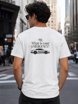 911 Kokia jūsų skubi pagalba? Policijos automobilio marškinėliai ir vaikiški marškinėliai | Retro ženklelio dizainas 150 gray