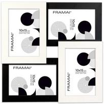 Daugialypė nuotraukų rėmelė – juodai balta rėmelė keturioms 10x15 cm nuotraukoms, 4-in-1, FRAMAI®