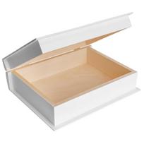 Creative Deco balta medinė dėžutė-knyga, 24x19x7,5 cm – dekoratyvinė saugykla papuošalams ir nuotraukoms