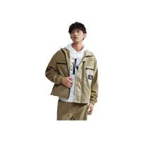 Calvin Klein Logo Patch Zip-Up Hooded Jacket Men Jackets Grass-Green J324663-LIX M brown