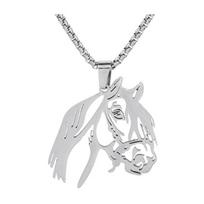 Pakabukas vėrinys su arklio galva, vėrinys su arklio silueto pakabuku, moteriškas vyriškas zodiako gyvūno vėrinys, papuošalas dovana Valentino dienai, gimtadieniui white
