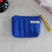 New Quilted Pocket Wallet Portable Mini Purse Kids Cute Purse Candy Color Zipper Coin Purse Handheld Key Lipstick Organizer blue