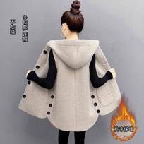 Large size lamb wool vest women's autumn and winter hooded vest medium and long velvet thickened vest loose coat tide L white