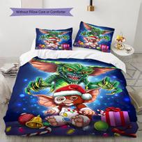 Gizmo Gremlins Pattern Bedding,Quilt Set Quilt Cover Pillowcase Home Birthday Gift (1 * duvet cover + 2 * pillowcase, without core) 135x200cm gray
