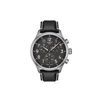 TISSOT Quartz Movement 100m Water Resistance Men's Watch 45mm Black Dial Steel Watch Case Genuine Leather Strap T116.617.16.062.00 Black Dial black