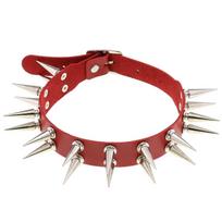 New Emo Spike Choker Punk Collar Female Women Men Black Leather Studded Rivets Chocker Necklace Goth Jewelry Gothic Accessories red
