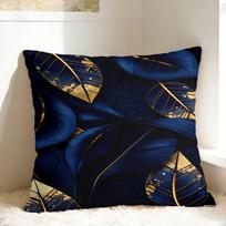 Luxurious Golden Blue Leaves Pillowcases Cute Funny Pillow Case For Sofa Car Home Decor Soft Pillow Cover Peach skin 18*18(CM)-1Pcs white