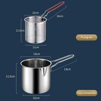 Deep Frying Pot Kitchen Fryer With Strainer Stainless Steel Tempura Fryer Pan Fry Pot Chicken Fried Chicken Cooking Tools A gray