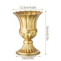 Vintage Gold Trophy Vase for Wedding Centerpieces, 23cm Metal Floral Holder, Elegant Tabletop Flower Pot for Party Home Decor
