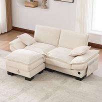 Modulinis 2 vietų sofas su pufu, USB-C, 200 kg, 190x132x84 cm