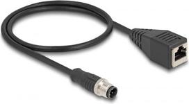 Delock M12 Adapter Cable D-coded 4 pin male to RJ45 female 50 cm